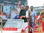Union Defence Minister Rajnath Singh, during Hyderabad Liberation Day celebrations at Secunderabad in Hyderabad on Wednesday. (PTI PHOTO)
