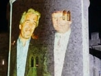 An image showing Trump with Epstein that was projected onto Windsor Castle An image showing Trump with Epstein that was projected onto Windsor Castle