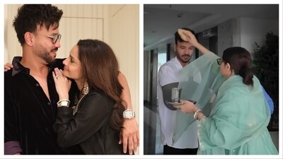 Ankita Lokhande was dressed in a pastel green suit, while Vicky Jain was seen in white shirt and black trousers. Ankita Lokhande was dressed in a pastel green suit, while Vicky Jain was seen in white shirt and black trousers.