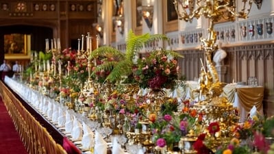 The banquet table in St George’s Hall. Photograph: Aaron Chown/PA The banquet table in St George’s Hall. Photograph: Aaron Chown/PA