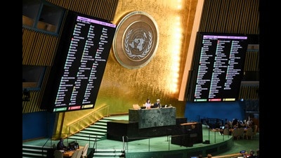 Last week, the UNGA overwhelmingly backed a resolution (142 countries against 10) for a two-State solution in West Asia. (AFP) Last week, the UNGA overwhelmingly backed a resolution (142 countries against 10) for a two-State solution in West Asia. (AFP)