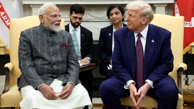 Prime Minister Narendra Modi and US President Donald Trump at the White House in Washington in February 2025. (Reuters)
