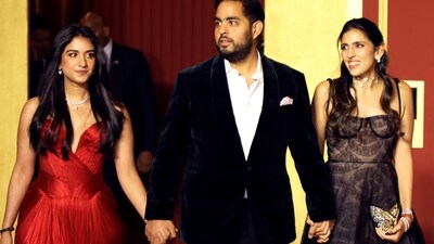 Akash Ambani, Shloka Mehta Ambani and Radhika Merchant during the premiere of the upcoming Netflix series The Ba***ds of Bollywood. (PTI) Akash Ambani, Shloka Mehta Ambani and Radhika Merchant during the premiere of the upcoming Netflix series The Ba***ds of Bollywood. (PTI)