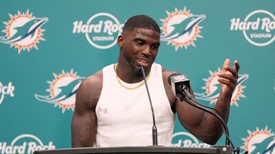 Miami Dolphins' Tyreek Hill talks after an NFL football game. (AP) Miami Dolphins' Tyreek Hill talks after an NFL football game. (AP)
