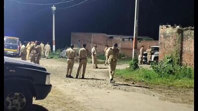 Police personnel deployed in Meerut’s Salawa village. (HT)