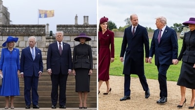 British royals Queen Camilla and Princess Kate Middleton had a conversation with US First Lady Melania Trump. (Reuters, AP) British royals Queen Camilla and Princess Kate Middleton had a conversation with US First Lady Melania Trump. (Reuters, AP)