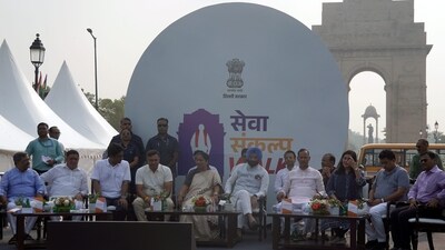 Delhi Assembly deputy speaker Mohan Singh Bisht, Chief Minister Rekha Gupta, BJP MP Bansuri Swaraj, Delhi Ministers Parvesh Verma, Manjinder Singh Sirsa, Kapil Mishra and others at Delhi's Kartavya Path Sewa Sankalp Walk organised on the occasion of Narendra Modi's birthday. (PTI) Delhi Assembly deputy speaker Mohan Singh Bisht, Chief Minister Rekha Gupta, BJP MP Bansuri Swaraj, Delhi Ministers Parvesh Verma, Manjinder Singh Sirsa, Kapil Mishra and others at Delhi's Kartavya Path Sewa Sankalp Walk organised on the occasion of Narendra Modi's birthday. (PTI)