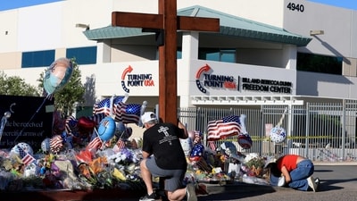 A bomb threat was reported at Turning Point USA's headquarters (Getty Images via AFP) A bomb threat was reported at Turning Point USA's headquarters (Getty Images via AFP)