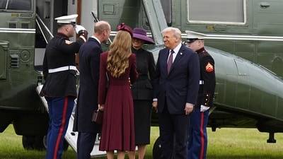 Britain's Prince William and Kate, Princess of Wales, left, receive President Donald Trump and first lady Melania Trump at Windsor Castle in Windsor, England, Wednesday Sept. 17, 2025. (Aaron Chown/Pool Photo via AP) (AP) Britain's Prince William and Kate, Princess of Wales, left, receive President Donald Trump and first lady Melania Trump at Windsor Castle in Windsor, England, Wednesday Sept. 17, 2025. (Aaron Chown/Pool Photo via AP) (AP)