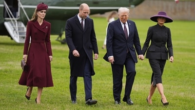 Britain's Prince William and Kate, Princess of Wales, left, receive President Donald Trump and first lady Melania Trump at Windsor Castle in Windsor, England, Wednesday Sept. 17, 2025. (Aaron Chown/Pool Photo via AP) (AP) Britain's Prince William and Kate, Princess of Wales, left, receive President Donald Trump and first lady Melania Trump at Windsor Castle in Windsor, England, Wednesday Sept. 17, 2025. (Aaron Chown/Pool Photo via AP) (AP)
