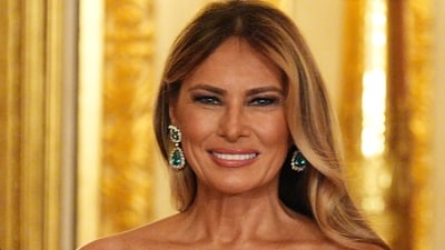 First Lady Melania Trump chose a yellow outfit for her and Donald Trump's dinner with King Charles. (AP) First Lady Melania Trump chose a yellow outfit for her and Donald Trump's dinner with King Charles. (AP)