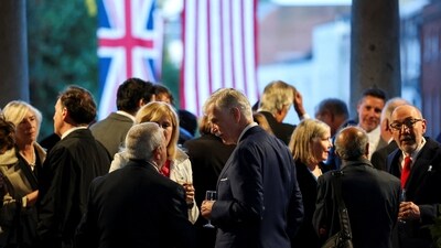 Republicans Overseas UK supporters attend a drinks reception ahead of U.S. President Donald Trump and first lady Melania Trump's state visit to the country, in Windsor, Berkshire, Britain September 16, 2025. REUTERS/Phil Noble (REUTERS)