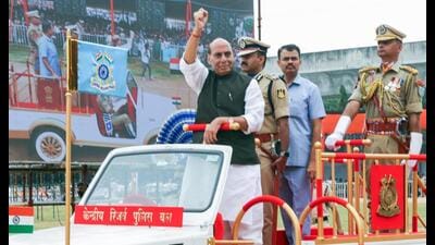 Union Defence Minister Rajnath Singh, during Hyderabad Liberation Day celebrations at Secunderabad in Hyderabad on Wednesday. (PTI PHOTO) Union Defence Minister Rajnath Singh, during Hyderabad Liberation Day celebrations at Secunderabad in Hyderabad on Wednesday. (PTI PHOTO)