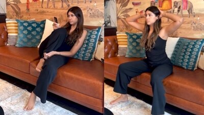 Anshuka Parwani demonstrates simple couch yoga for better posture! (Instagram | Anshuka Parwani) Anshuka Parwani demonstrates simple couch yoga for better posture! (Instagram | Anshuka Parwani)