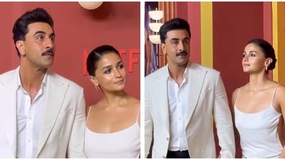 Ranbir Kapoor and Alia Bhatt at the Ba***ds of Bollywood screening in Mumbai. Ranbir Kapoor and Alia Bhatt at the Ba***ds of Bollywood screening in Mumbai.