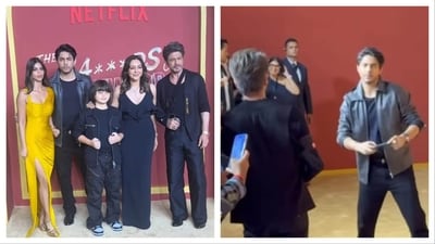 Shah Rukh Khan arrived at the screening of The Ba***ds of Bollywood with Gauri Khan, Aryan Khan, Suhana Khan and AbRam. Shah Rukh Khan arrived at the screening of The Ba***ds of Bollywood with Gauri Khan, Aryan Khan, Suhana Khan and AbRam.