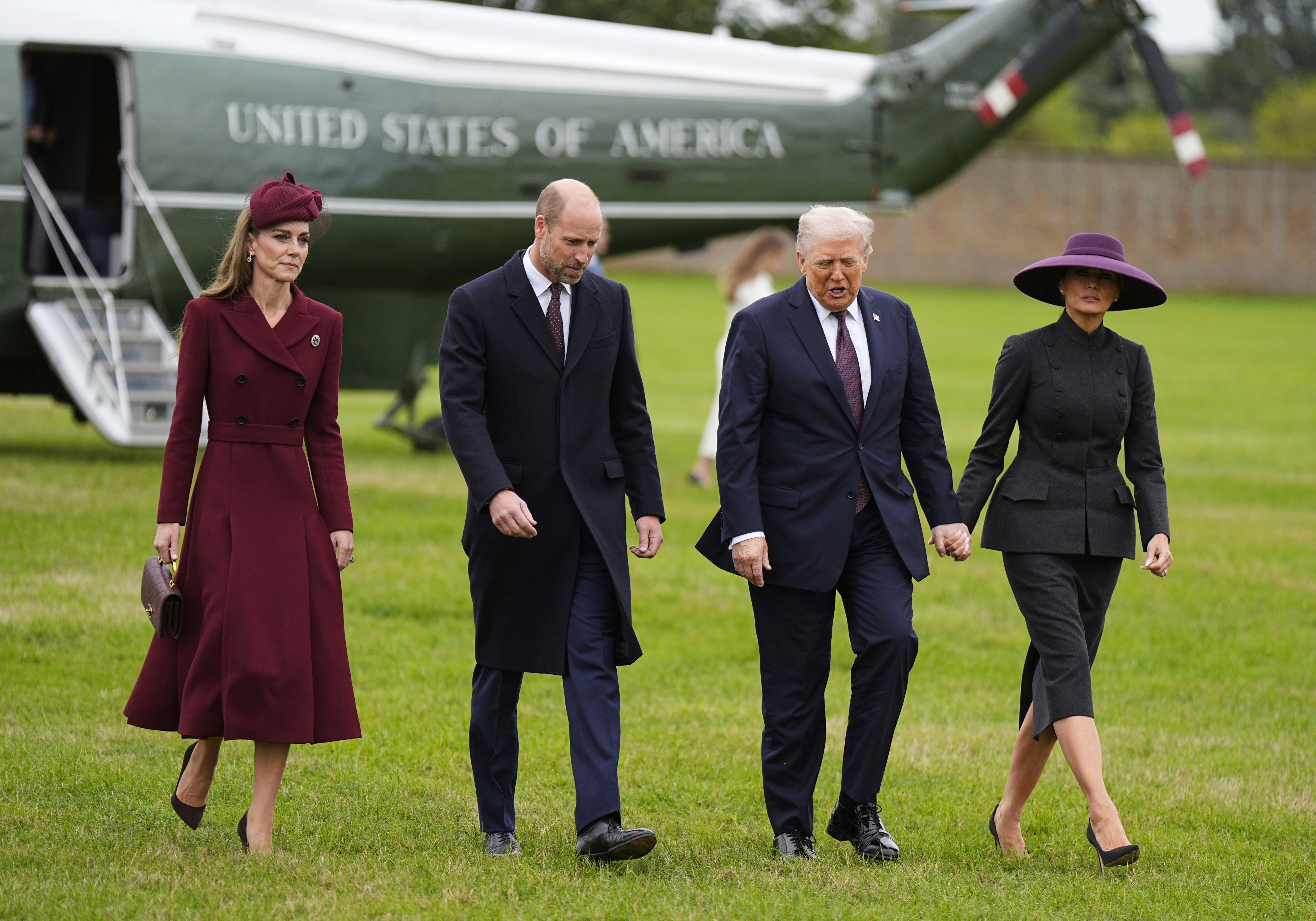 Britain's Prince William and Kate, Princess of Wales, left, receive President Donald Trump and first lady Melania Trump at Windsor Castle in Windsor, England, Wednesday Sept. 17, 2025. (Aaron Chown/Pool Photo via AP) (AP) Britain's Prince William and Kate, Princess of Wales, left, receive President Donald Trump and first lady Melania Trump at Windsor Castle in Windsor, England, Wednesday Sept. 17, 2025. (Aaron Chown/Pool Photo via AP) (AP)