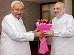 Bihar chief minister Nitish Kumar with Union home minister Amit Shah in Patna on Thursday. (Photo from X) Bihar chief minister Nitish Kumar with Union home minister Amit Shah in Patna on Thursday. (Photo from X)