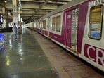 Navi Mumbai, India - June 15, 2020: CSTM bound Local train from Panvel at Vashi Railway Station, after Central Railways resume Local Train Service for Essential Staff, during Nationwide Lockdown in the wake of Coronavirus pandemic in Navi Mumbai, India, on Monday, June 15, 2020. (Photo by Bachchan Kumar/ Hindustan Times) (HT PHOTO)
