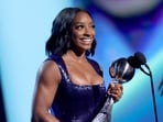 Simone Biles accepts the Best Athlete Women's Sports Award onstage during the 2025 ESPY Awards