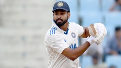 Shreyas Iyer, captain of India A, in action against Australia A during the third day of 1st Test cricket match in Lucknow