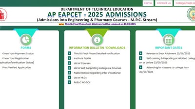 AP EAMCET Final Seat Allotment Result 2025 will be out on September 20, 2025. Check schedule here. AP EAMCET Final Seat Allotment Result 2025 will be out on September 20, 2025. Check schedule here.