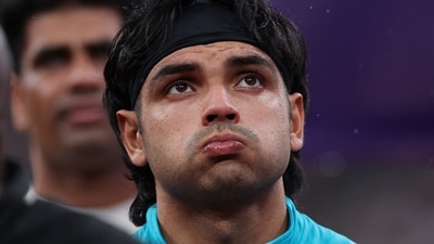 India's Neeraj Chopra after going out of the Men's Javelin Throw Final. (REUTERS)