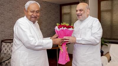 Bihar chief minister Nitish Kumar with Union home minister Amit Shah in Patna on Thursday. (Photo from X) Bihar chief minister Nitish Kumar with Union home minister Amit Shah in Patna on Thursday. (Photo from X)