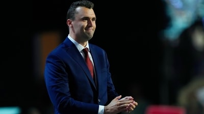 Charlie Kirk was wearing a white tee-shirt with 'freedom' written across the chest when he was fatally shot at the Utah Valley University event. (AP) Charlie Kirk was wearing a white tee-shirt with 'freedom' written across the chest when he was fatally shot at the Utah Valley University event. (AP)