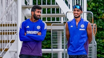 India's Arshdeep Singh and Jasprit Bumrah during a training session (PTI) India's Arshdeep Singh and Jasprit Bumrah during a training session (PTI)