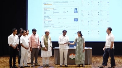 Screengrab from Rahul Gandhi's 'vote chori' press conference (YouTube/Indian National Congress) Screengrab from Rahul Gandhi's 'vote chori' press conference (YouTube/Indian National Congress)