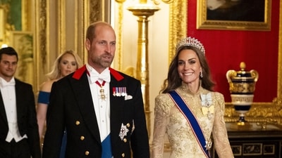 The Prince and Princess of Wales arrive for the state banquet at Windsor Castle, Berkshire, on day one of US President Donald Trump and First Lady Melania Trump's second state visit to the UK, Wednesday September 17, 2025.    Aaron Chown/Pool via REUTERS (via REUTERS)