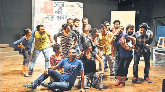 New Delhi, India- 21 May 2016: Students of National School of Drama rehearsing for a play ‘Taj mahal ka tender’ on May 21, at National School of Drama in New Delhi, India. (Phto: Prabhas Roy/ Hindustan Times)