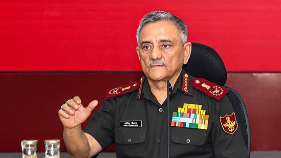 Chief of Defence Staff (CDS) General Anil Chauhan speaks at the Combined Commanders Conference 2025, in Kolkata. (PIB via PTI Photo) (PIB)