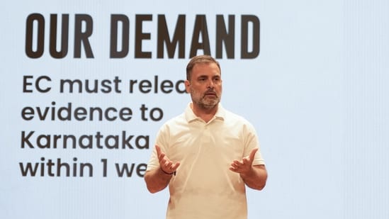 New Delhi: Leader of Opposition in the Lok Sabha and Congress leader Rahul Gandhi addresses a press conference, in New Delhi, Thursday, Sept. 18, 2025. (PTI)