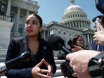 Alexandria Ocasio-Cortez (D-NY) speaks to the media outside the U.S. Capitol 