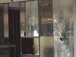 Around 9.30 pm on Thursday, four to five masked gunmen entered the office building of MNR Buildmark and fired indiscriminately before escaping. (ANI) Around 9.30 pm on Thursday, four to five masked gunmen entered the office building of MNR Buildmark and fired indiscriminately before escaping. (ANI)