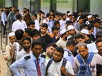 Apple Store at BKC in Mumbai on Friday, as long queues formed outside the store for the iPhone 17  launch in Mumbai. 