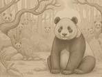 An AI-created panda illusion puzzled viewers as hidden faces blended among trees, rocks and bushes in a hand-drawn forest scene.