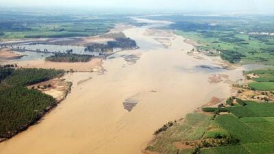An aerial view of flood-affected areas in Gurdaspur, Punjab. (DPR PMO) An aerial view of flood-affected areas in Gurdaspur, Punjab. (DPR PMO)