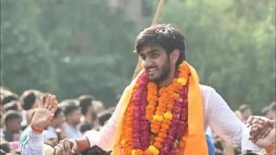 ABVP candidate Aryan Maan emerges victorious in DUSU polls to secure the post of President. (Instagram/@aryanmaan) ABVP candidate Aryan Maan emerges victorious in DUSU polls to secure the post of President. (Instagram/@aryanmaan)