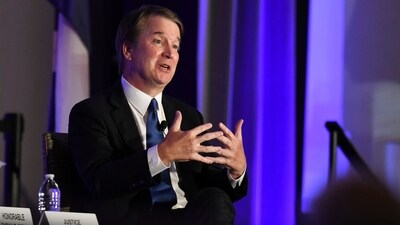 Justice Brett Kavanaugh speaks at a panel at the Eighth Circuit Court Judicial Conference (AP) Justice Brett Kavanaugh speaks at a panel at the Eighth Circuit Court Judicial Conference (AP)