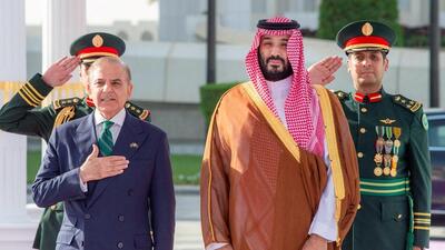 FILE PHOTO: Saudi Crown Prince Mohammed bin Salman and Pakistan Prime Minister Shehbaz Sharif meet in Riyadh, Saudi Arabia, September 17, 2025. (via REUTERS) FILE PHOTO: Saudi Crown Prince Mohammed bin Salman and Pakistan Prime Minister Shehbaz Sharif meet in Riyadh, Saudi Arabia, September 17, 2025. (via REUTERS)