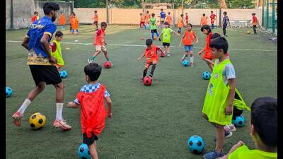 Kids in action at one of the training centres of Techtro Lucknow Football Club in Lucknow. (Sourced) Kids in action at one of the training centres of Techtro Lucknow Football Club in Lucknow. (Sourced)