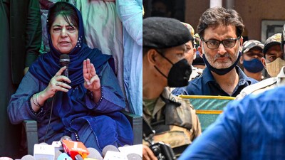 Former Jammu and Kashmir chief minister Mehbooba Mufti (left) and jailed Kashmiri separatist Yasin Malik (right). (ANI/AFP) Former Jammu and Kashmir chief minister Mehbooba Mufti (left) and jailed Kashmiri separatist Yasin Malik (right). (ANI/AFP)