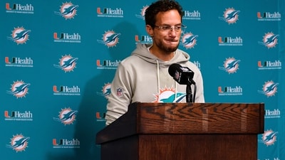 Miami Dolphins head coach Mike McDaniel speaks to reporters after an NFL football game against the Buffalo Bills (AP) Miami Dolphins head coach Mike McDaniel speaks to reporters after an NFL football game against the Buffalo Bills (AP)