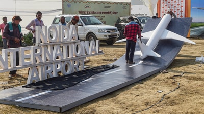 Noida International Airport at Jewar is slated for inauguration on October 30, with commercial flights expected to begin within 45 days, initially linking at least 10 cities. (Photo for representational purposes only) (PTI Photo) Noida International Airport at Jewar is slated for inauguration on October 30, with commercial flights expected to begin within 45 days, initially linking at least 10 cities. (Photo for representational purposes only) (PTI Photo)