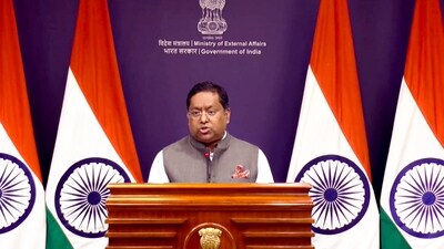 Ministry of External Affairs official spokesperson Randhir Jaiswal addresses a press conference, in New Delhi. (@MEAIndia via PTI Photo) (@MEAIndia) Ministry of External Affairs official spokesperson Randhir Jaiswal addresses a press conference, in New Delhi. (@MEAIndia via PTI Photo) (@MEAIndia)