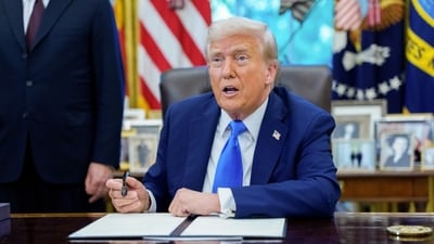 Donald Trump said that the H-1B visa proclamation ensures that America will get good workers. (Bloomberg)