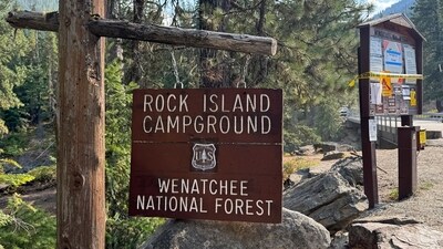 This photo provided by FBI Seattle shows the entrance to Rock Island Campground (AP) This photo provided by FBI Seattle shows the entrance to Rock Island Campground (AP)